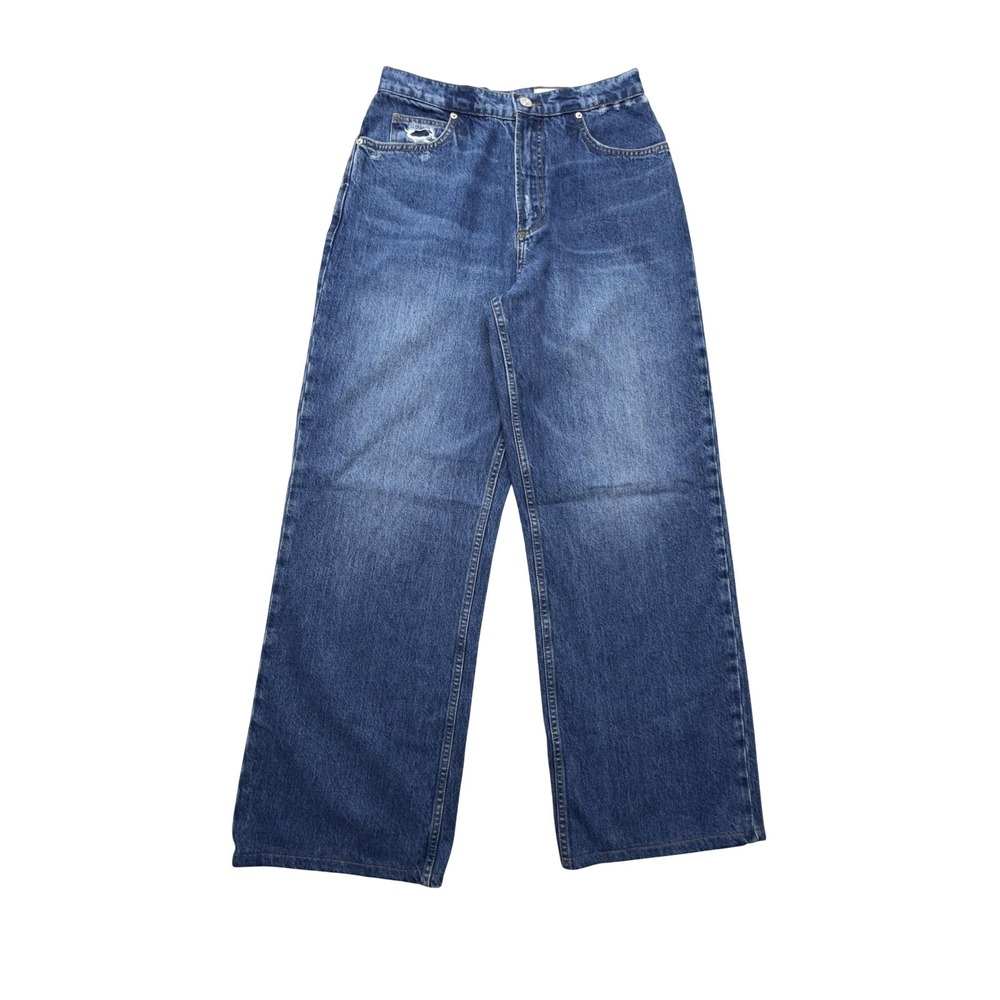 FRAME Wide Leg Jeans Womens 29 Blue Wash High Rise Distressed Relaxed 29x29.5